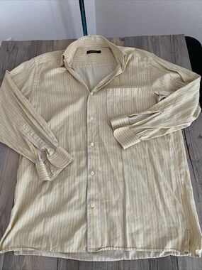 Ermenegildo Zegna Mens Long Sleeve Luxury Button Shirt Striped Medium (READ)